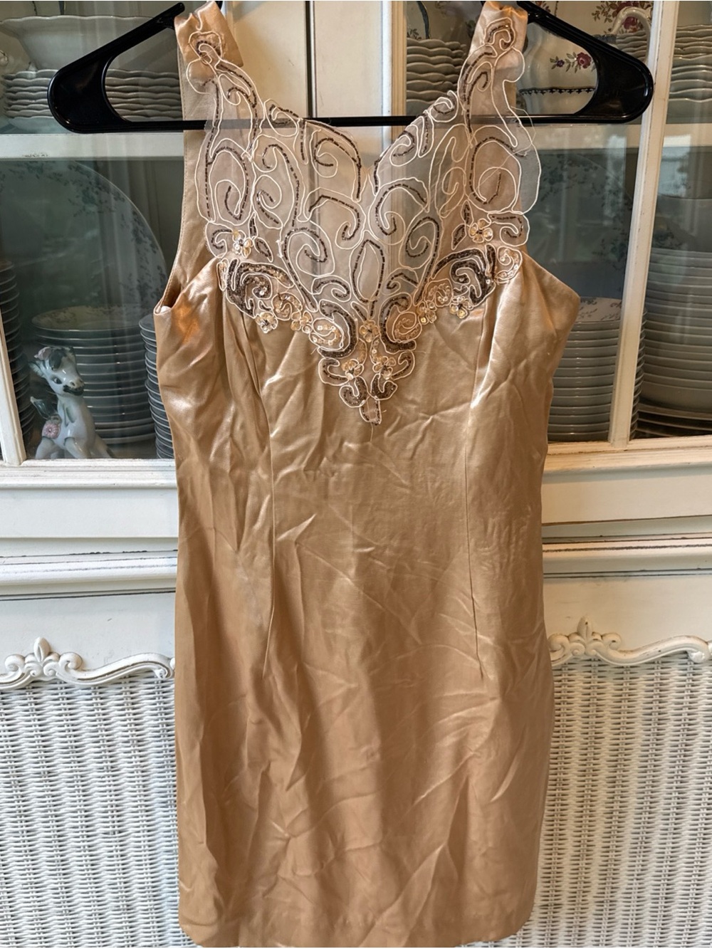 Vintage Gunne Sax Jessica McClintock NWT Gold Cocktail Dress Sz 3 / 4 slip dress